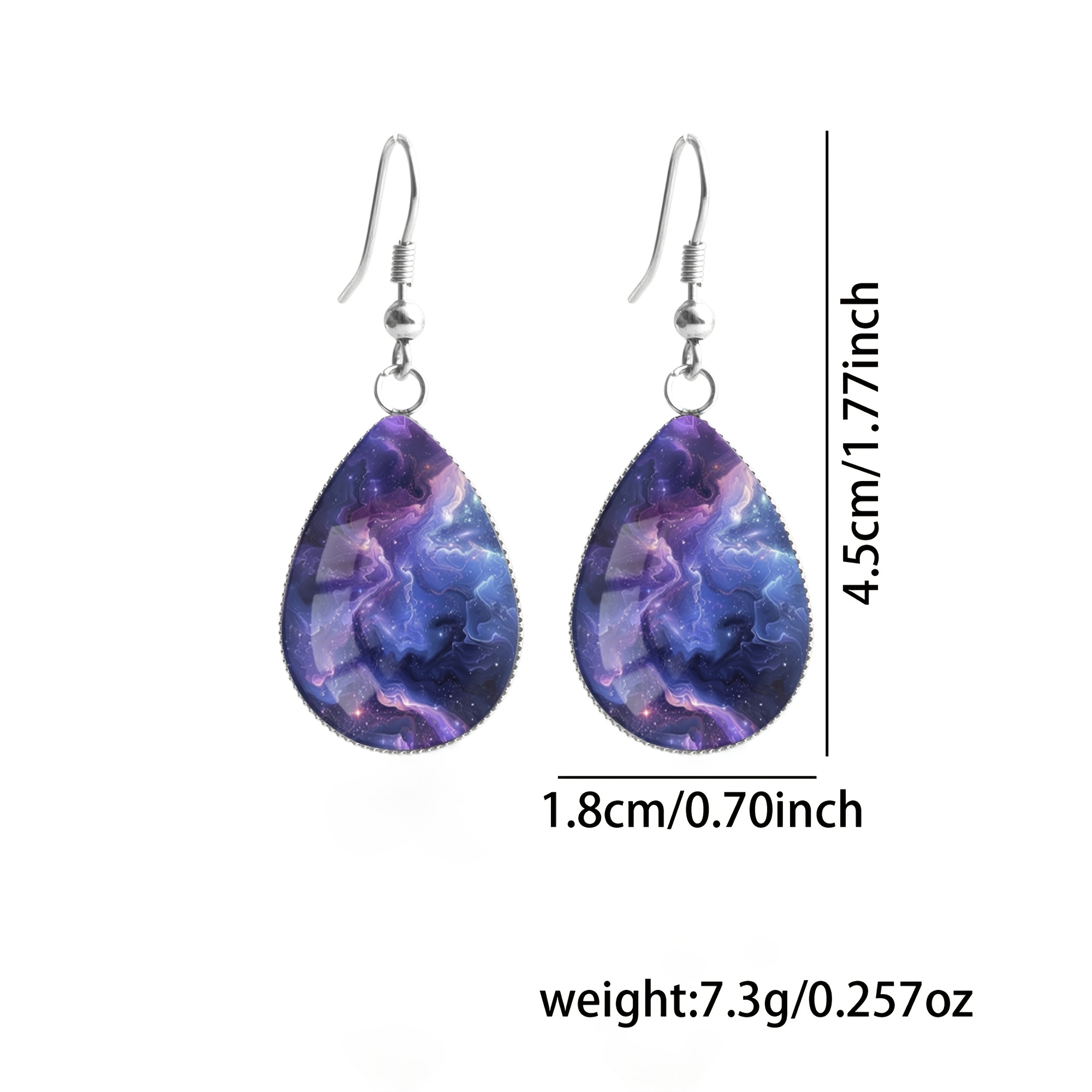 Unisex Starry Sky Pattern Teardrop Earrings, Gift